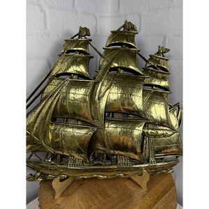VTG MCM Gold Boat Ship Wall Art Nautical Beach House Syroco 1962 Mid Century